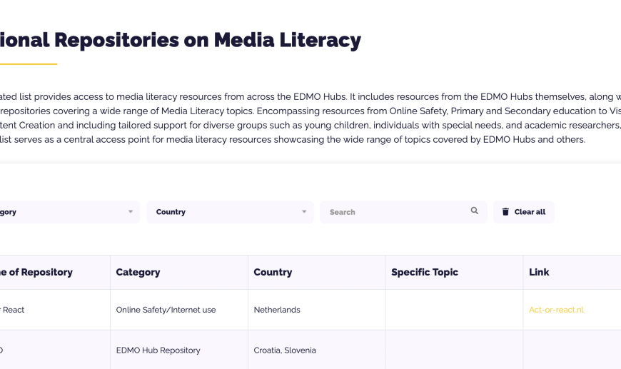 National Repositories on Media Literacy: EDMO Resource